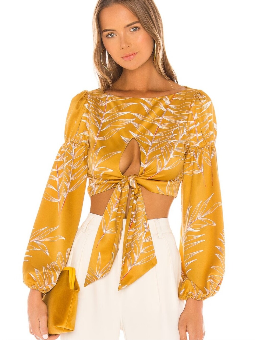 camila coelho Marcia Top Size XS Tropical Print satin feel
